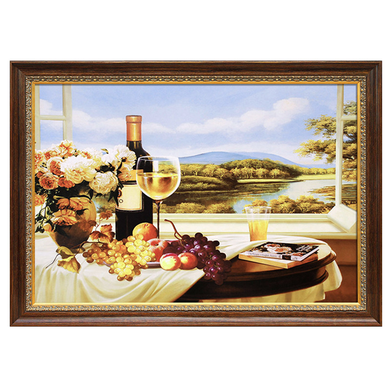 欧式餐厅油画手绘玄关装饰画美式现代定制花卉油画