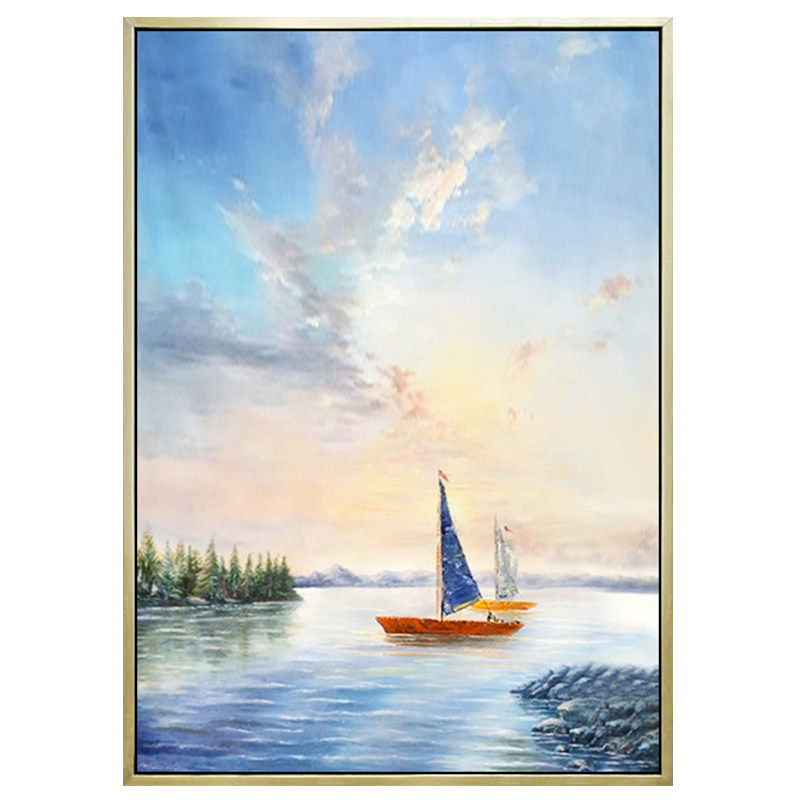 手绘油画现代简约玄关轻奢抽象装饰画走廊过道海景画油画