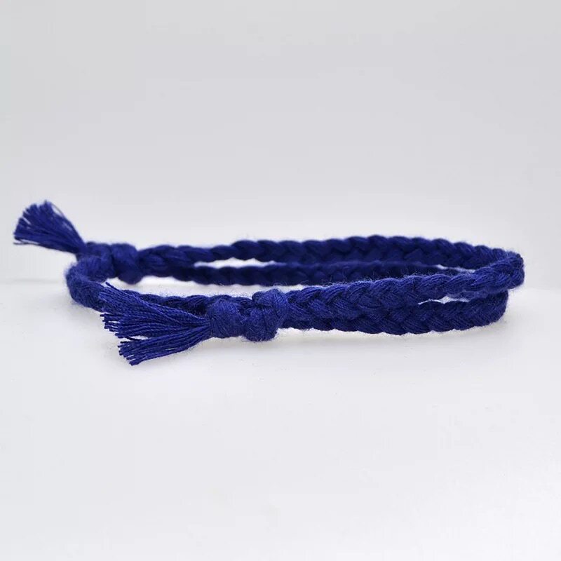 蓝色原创手工编织手绳日小众设计双层复古冷淡手链