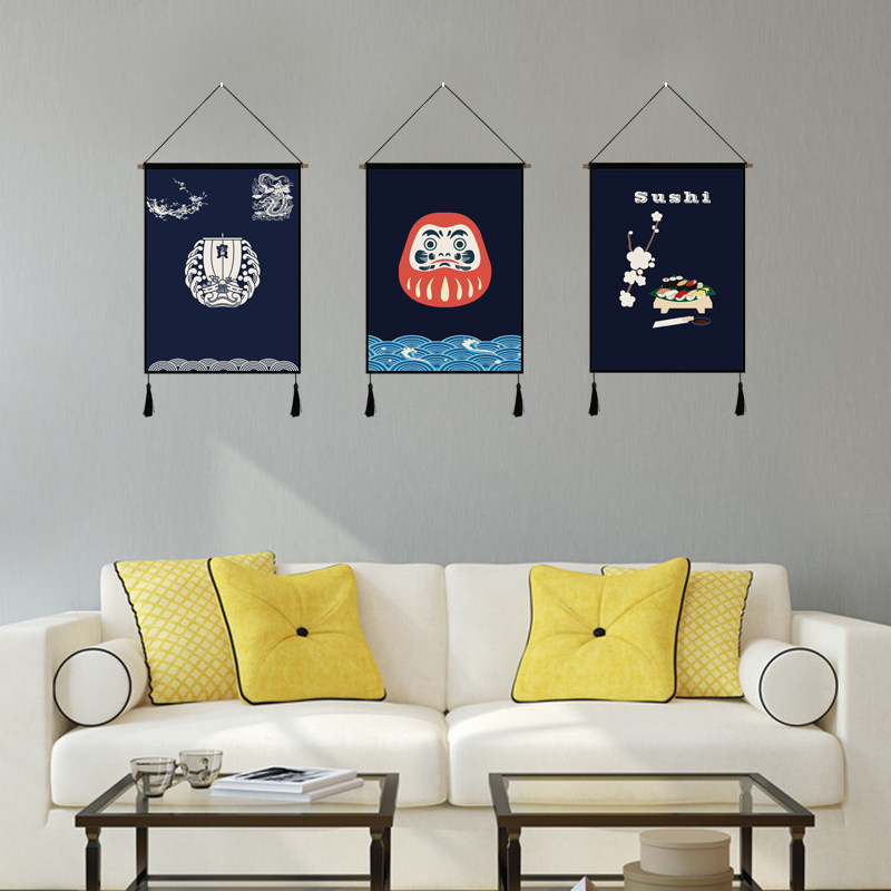 日式和风布艺挂画卧室客厅墙面装饰画玄关壁毯挂毯
