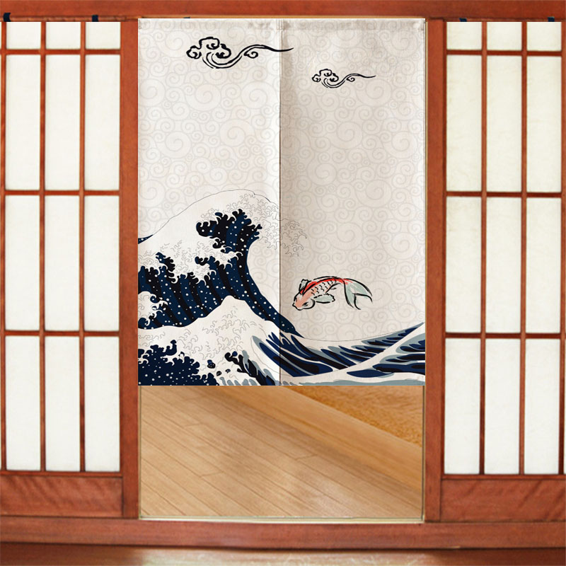 定制日式门帘半帘隔断帘卧室卫生间挂帘免打孔布艺和风厨房布帘子