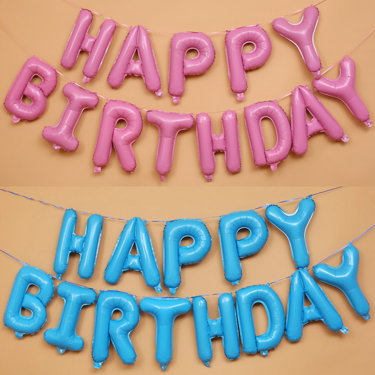 美版生日快乐铝膜气球套餐可悬挂happybirthday字母气球