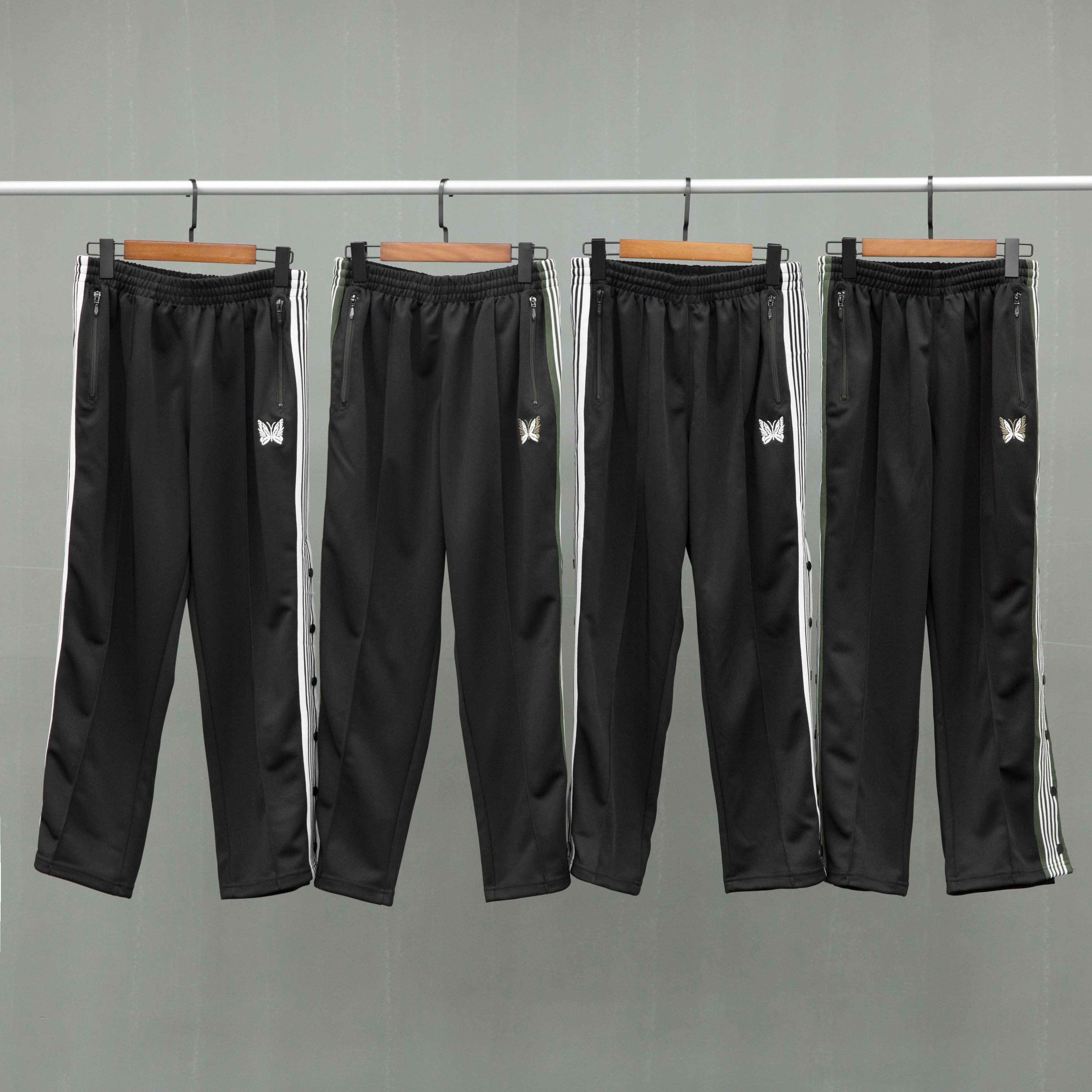 needles侧边蝴蝶刺绣休闲丝绒排扣裤男日复古宽松休闲裤