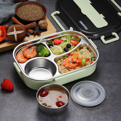 304不锈钢保温饭盒1人便携分隔可带汤学生上班族便当餐盘餐盒套装