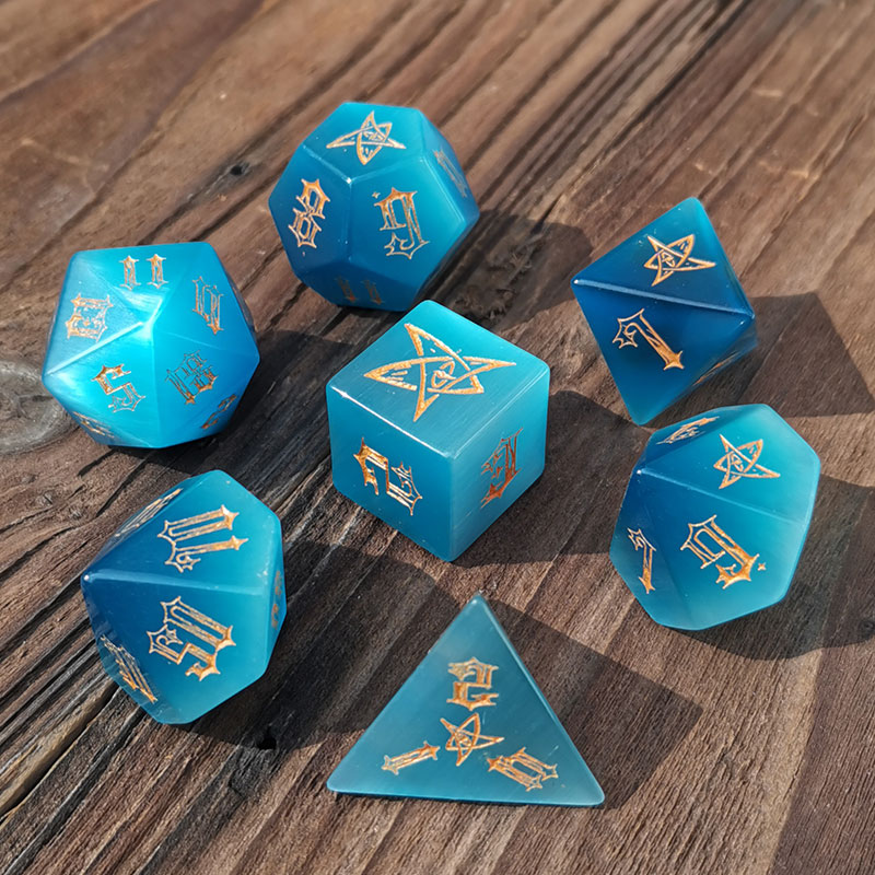 跑团骰子浅蓝猫眼石cocdnd桌游trpg克苏宝石色子