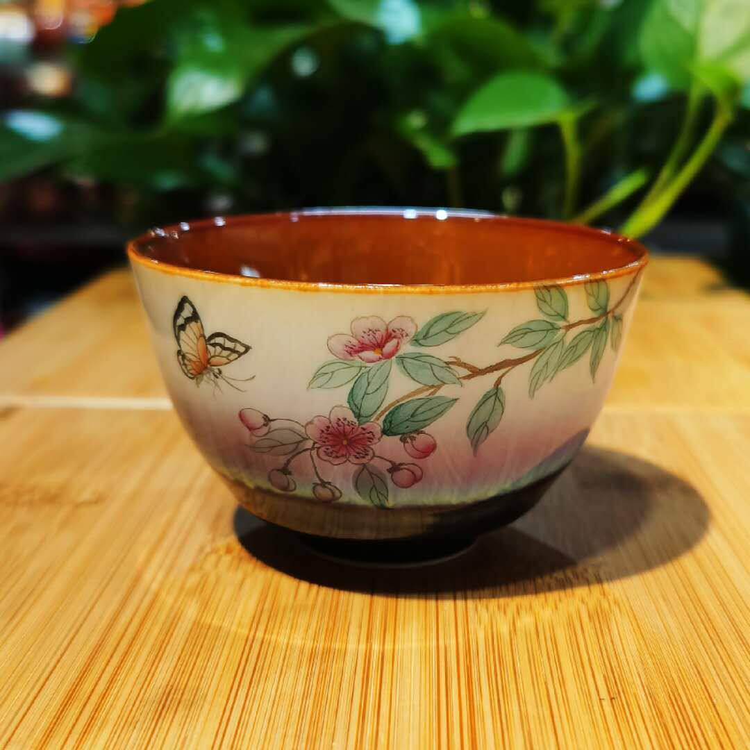 景德镇福器手工窑变粉彩手绘杯单杯茶盏杯主人茶杯