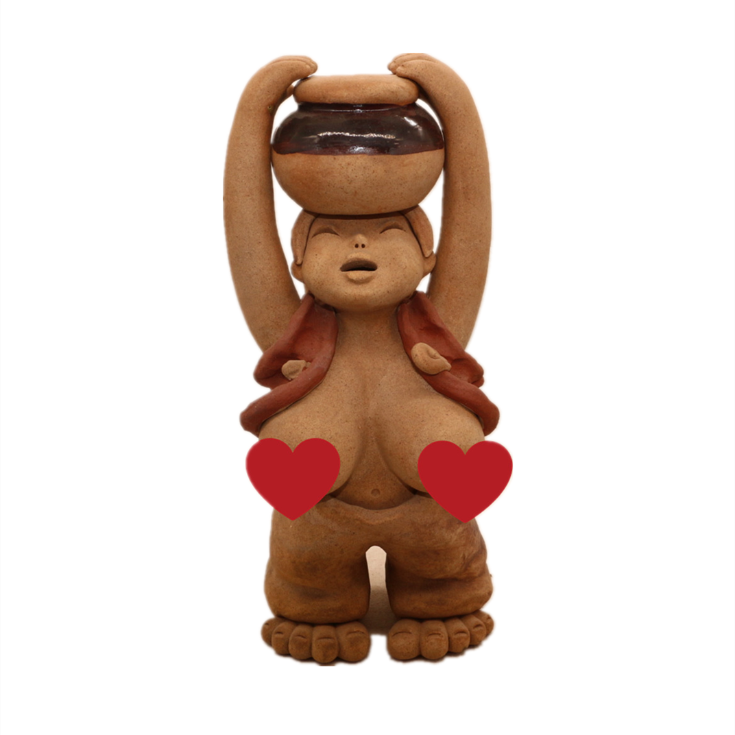 酒店中式装修手工手工制制作陶艺人物陶土顶坛泥人