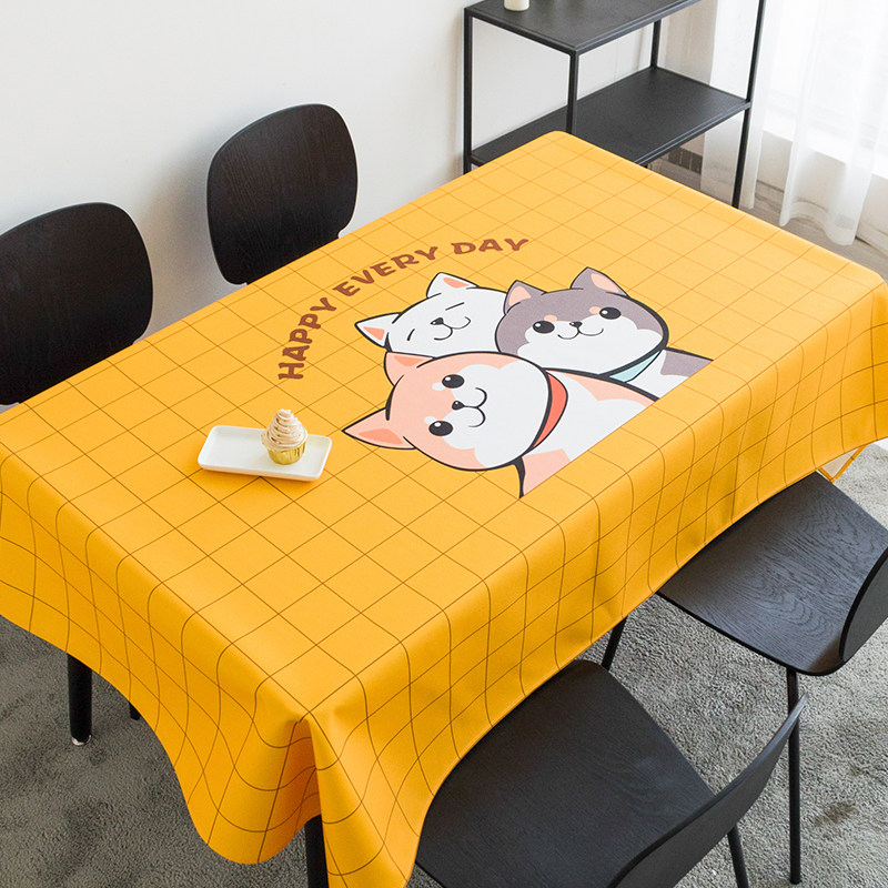 桌布卡通棉麻布艺餐桌西餐防水防油免洗可爱桌布