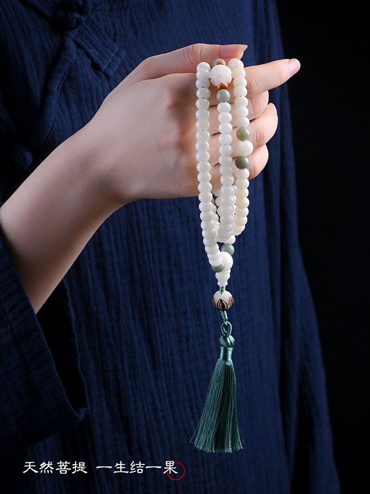 凌波原创白玉菩提项链手链复古手串女佛珠108颗佛珠