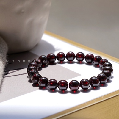 石榴石幸运天然水晶手串酒红复古转运红纹石闺蜜天然手链