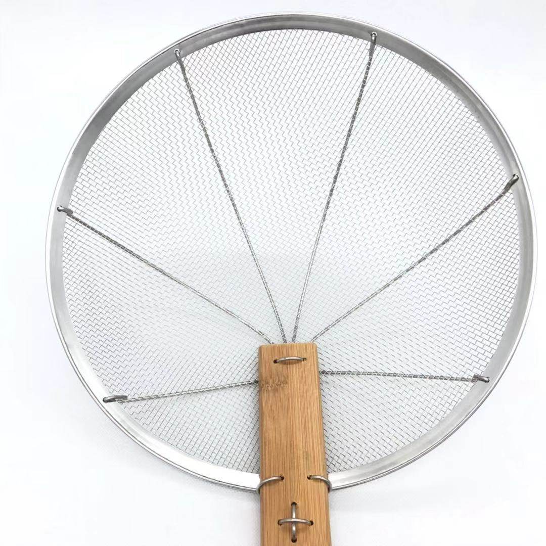 不锈钢竹柄大漏线漏炸密过滤网捞面渣漏勺钢丝漏勺