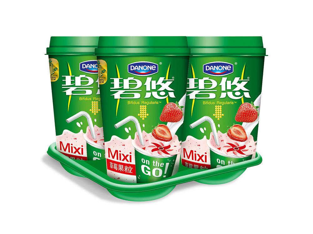 达能碧悠草莓果粒风味发酵170g组吸吸果粒低温低温奶