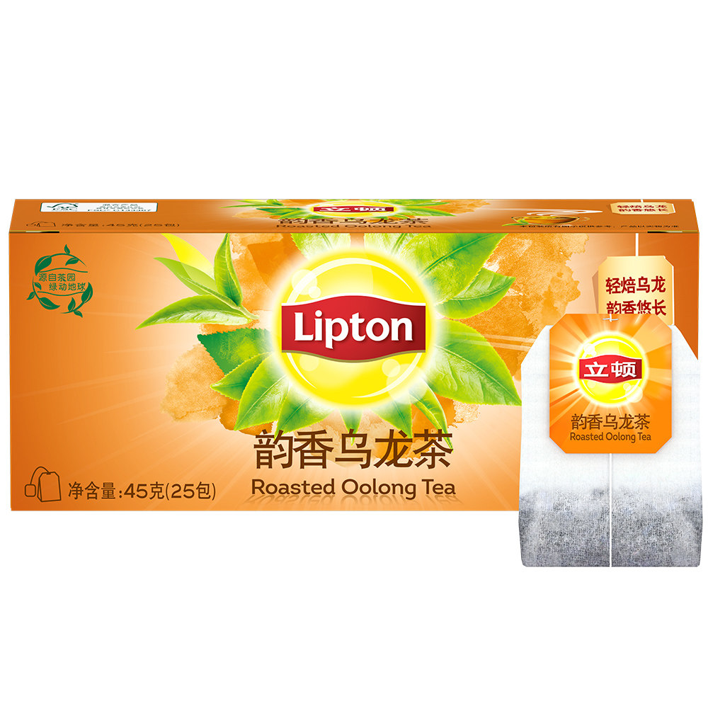 立顿韵香乌龙茶25包/盒办公休闲袋泡茶叶包25包独立包装乌龙茶