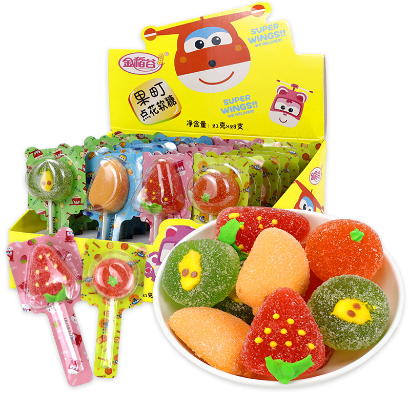 糖果零食金稻谷棒棒棒棒糖町点软糖21g28支儿童传统糖果