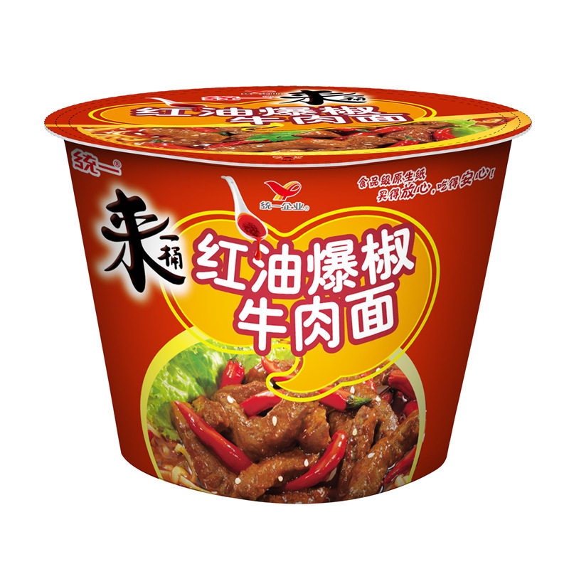 一来一桶红油爆椒牛肉面105g方便面华中方便面
