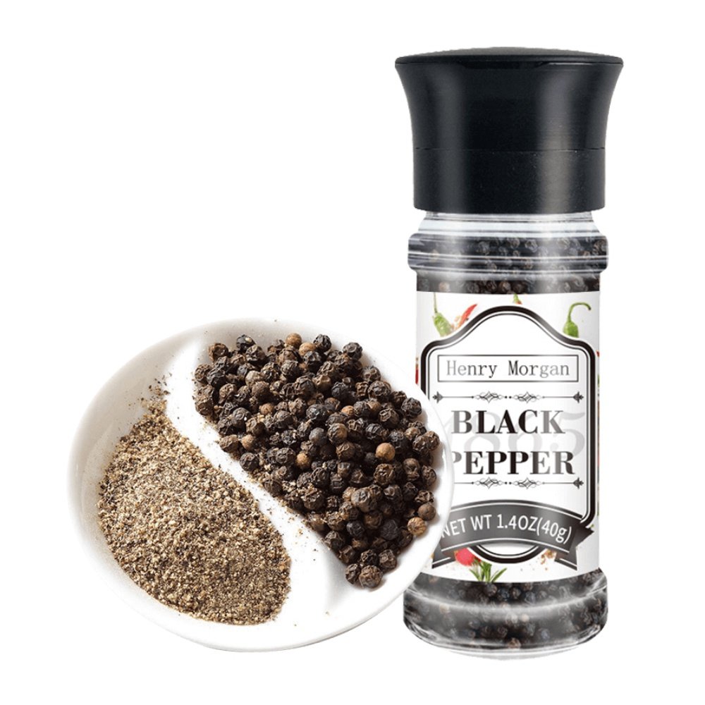 亨利摩根进口黑胡椒研磨40g瓶现磨散粉碎西餐牛排花椒