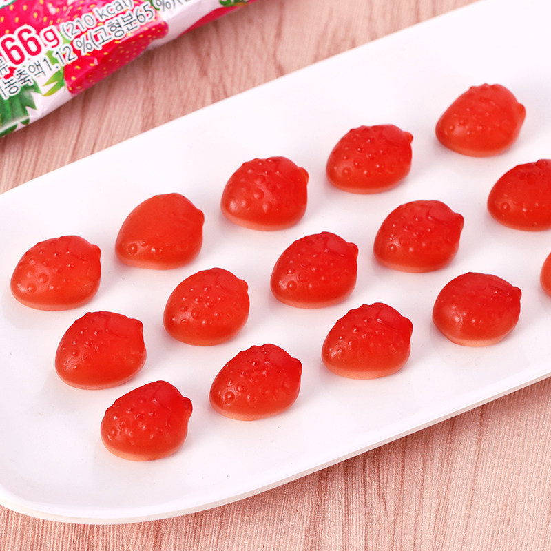 进口乐天韩国软糖草莓味qq糖橡皮糖散装儿童零食糖果66g网红