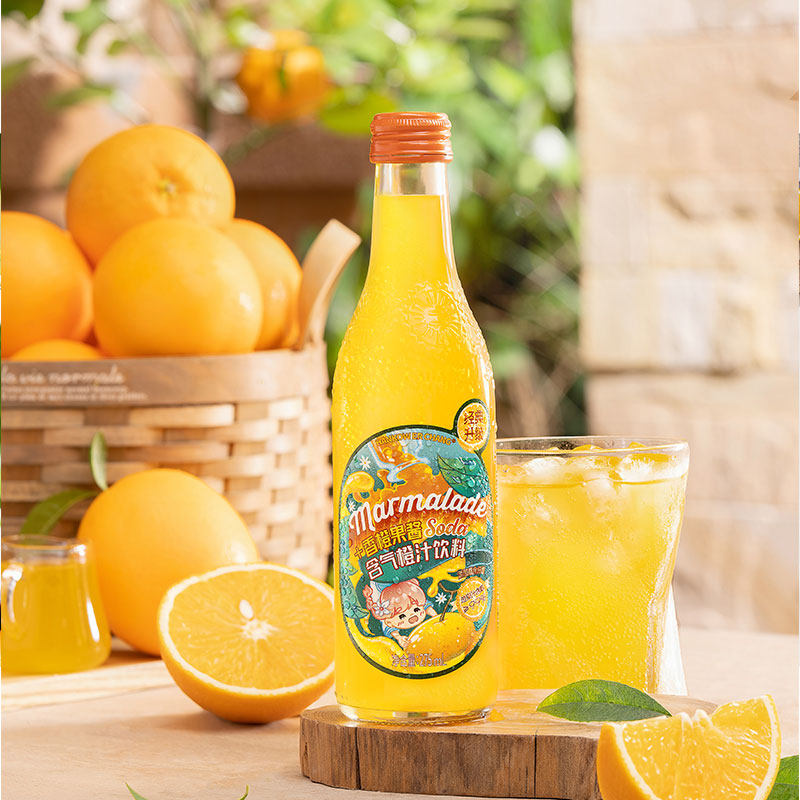 汉口二厂橙汁汽水气泡聚会高颜值网红碳酸果汁饮料整箱275ml12瓶