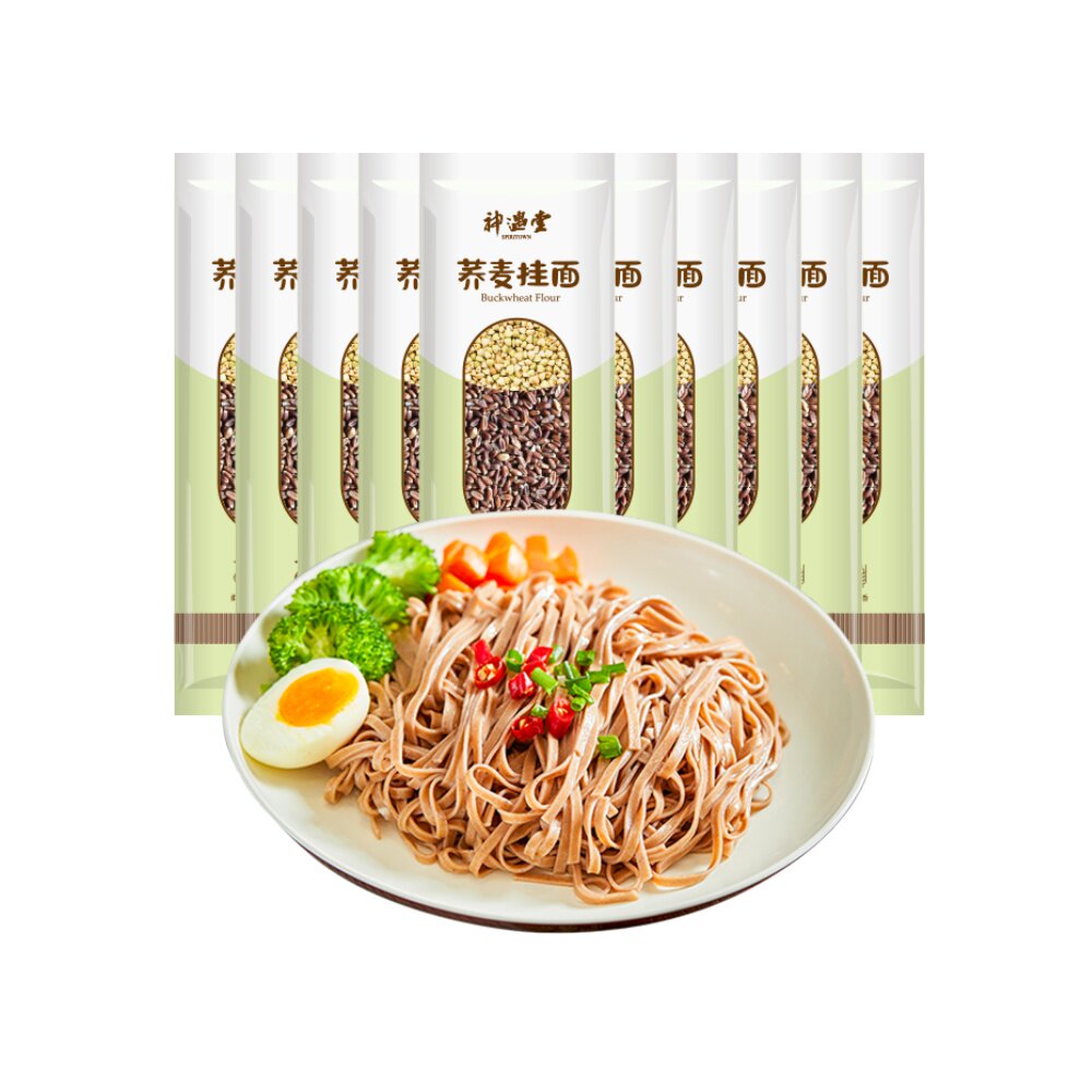 神遇堂挂面荞麦面条食品200g10袋粗粮面条拌面4斤家庭装速食