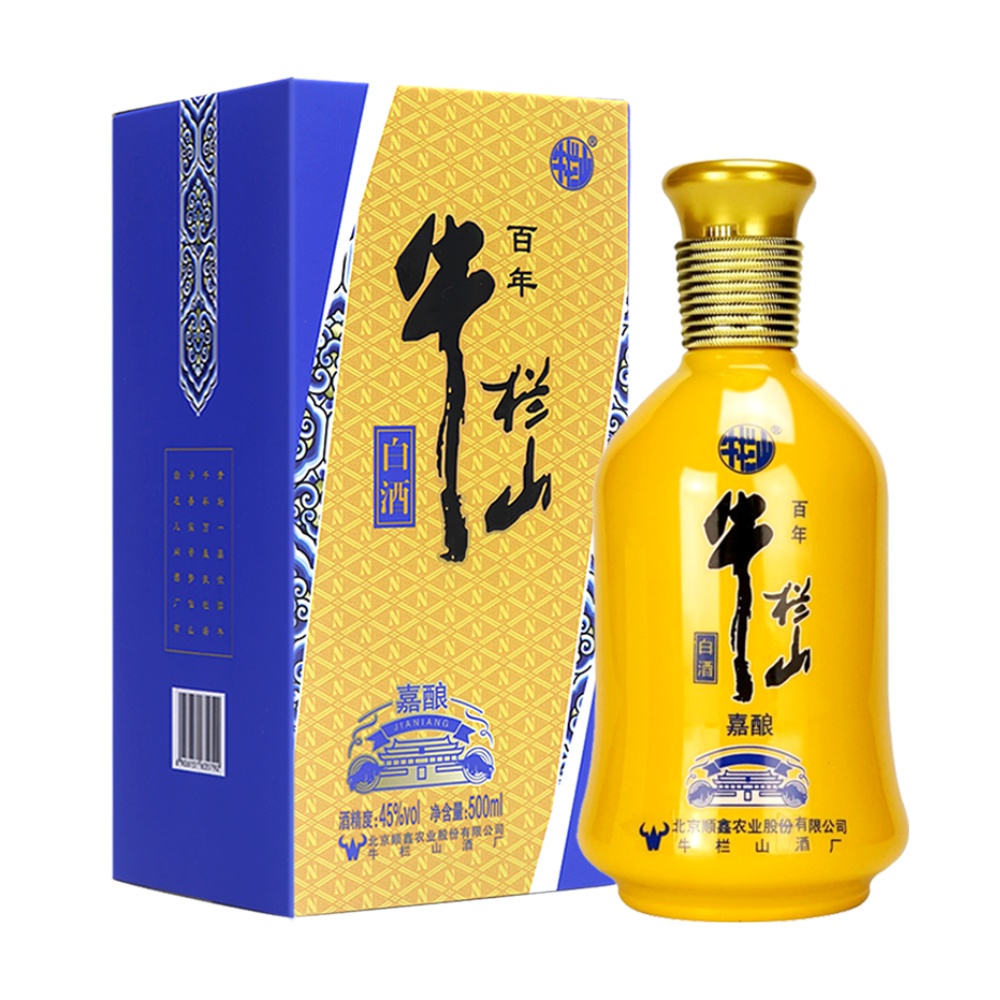 牛栏山 二锅头45度黄瓷嘉酿500ml口感浓香型 白酒酒类酒水单瓶装 - 图0