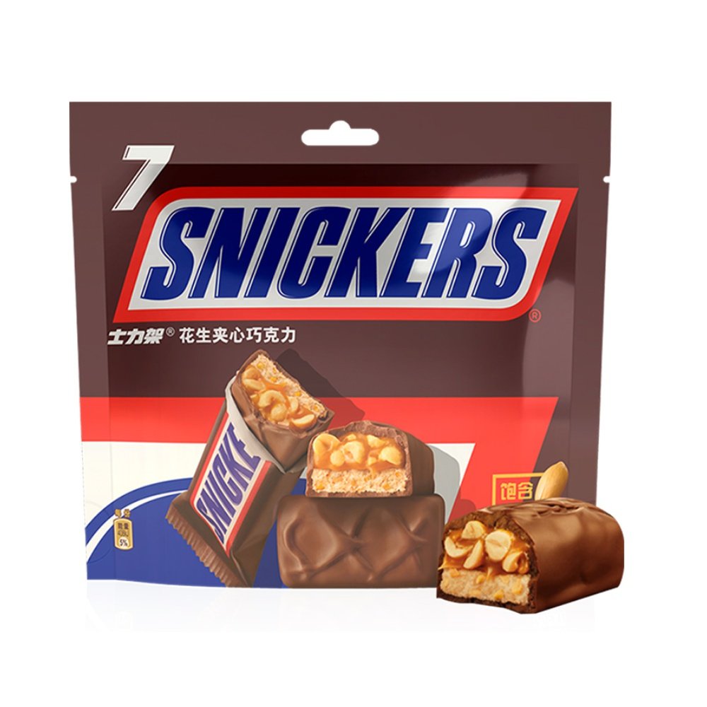 snickers/士力架花生夹心巧克力140g袋装休闲儿童小零食品糖果