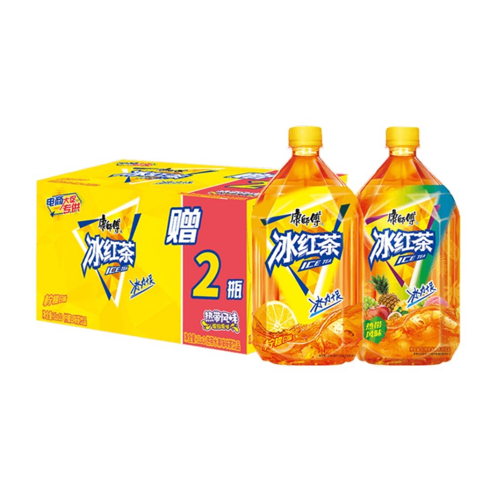 1l康师傅冰红茶热带风味2瓶饮料混合整箱装大茶饮料