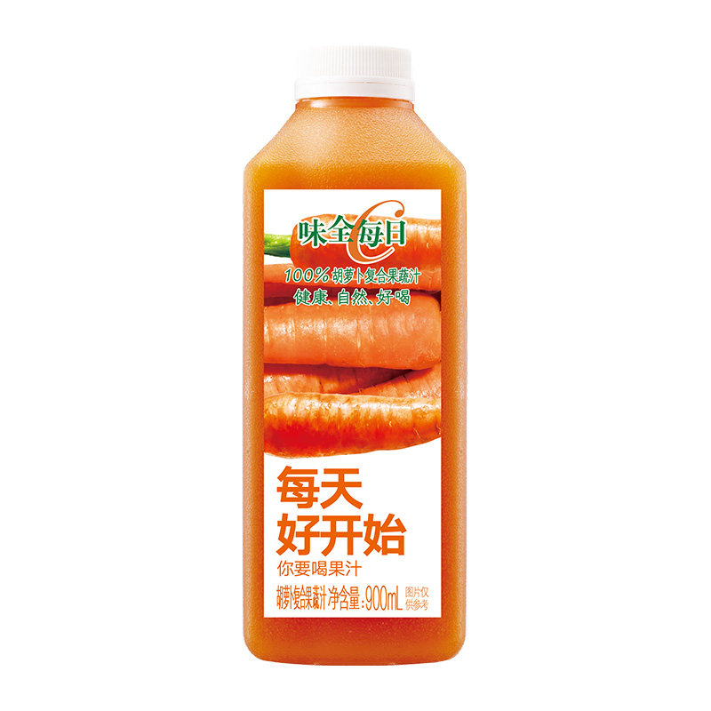 拍8件 味全每日c胡萝卜果蔬汁900ml×1大瓶装低温冷藏果汁饮料聚餐