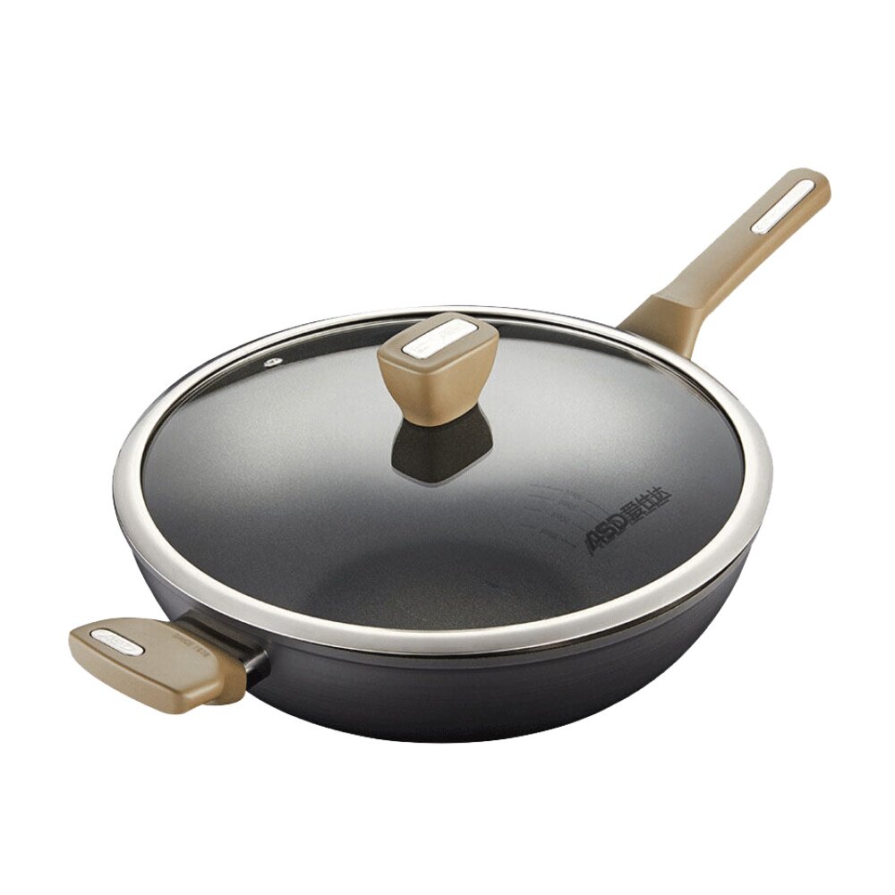 爱仕达炒锅不粘锅控油无油烟军工硬氧家用燃气煤电磁炉通用32cm