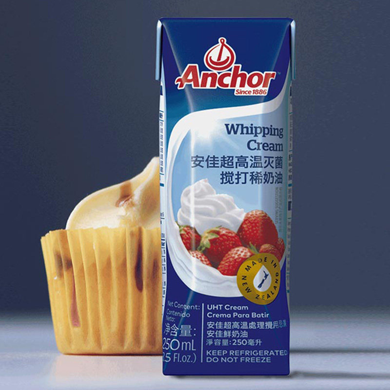 安佳超高温灭菌搅打稀奶油250ml易打发烘焙原料制作蛋糕奶盖