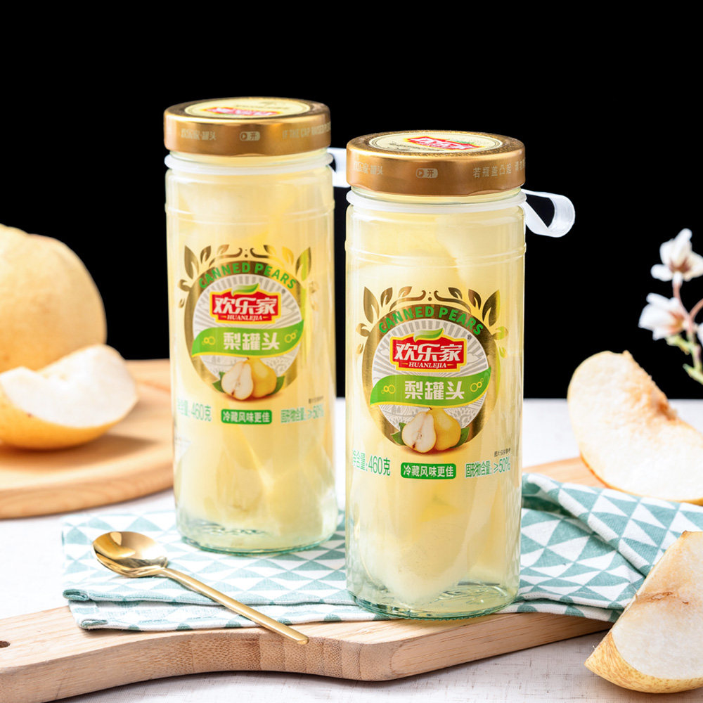 欢乐家糖水雪梨罐头460g4罐新鲜水果玻璃瓶
