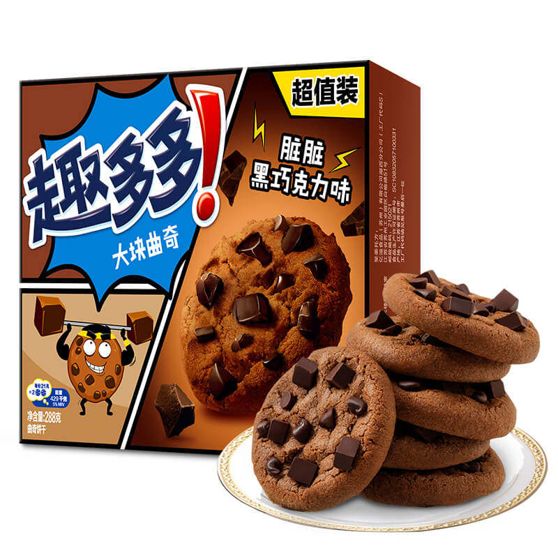 趣多多大块曲奇饼干黑巧克力味速食营养早餐零食288g休闲办公室 18.