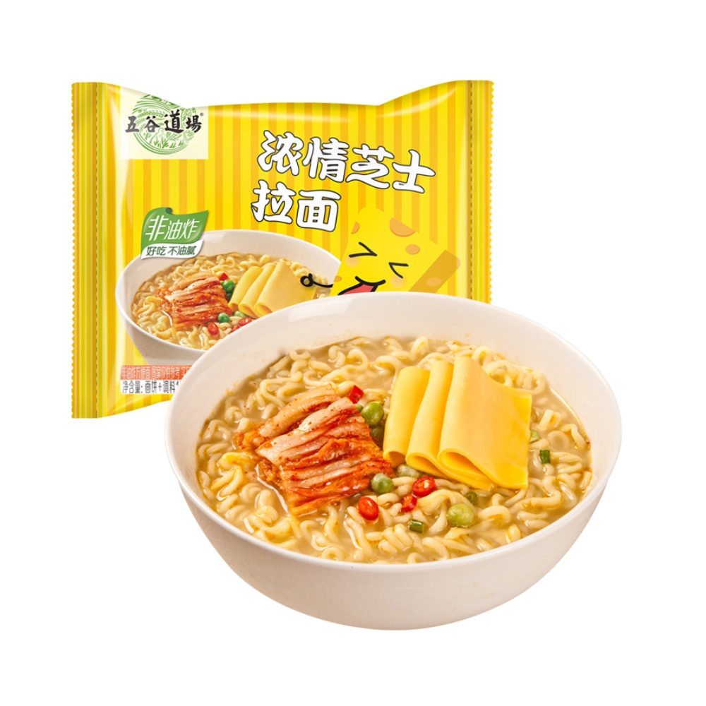 五谷道场非油炸方便面芝士拉面速食即食泡面夜宵宵夜食品110g*1包