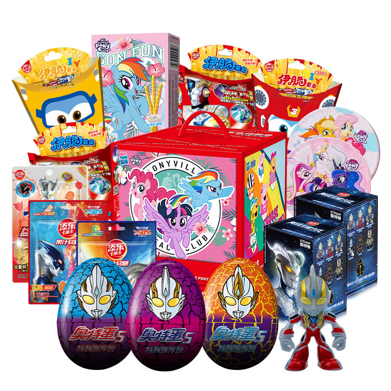 添乐卡通王奥特曼小猪佩奇零食玩具礼包礼盒12件儿童礼物新老随机