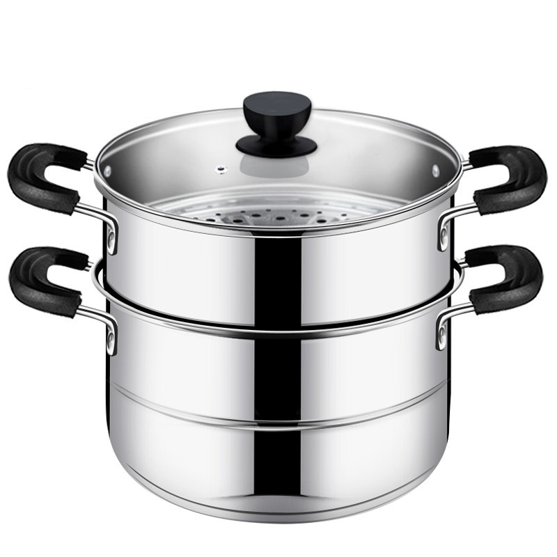 美厨不锈钢锅 蒸锅2层家用双层蒸锅加厚复底燃气电磁炉通用26cm