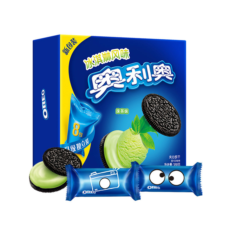 亿滋奥利奥冰激凌夹心饼干抹茶味绿茶味388g独立包装小开心