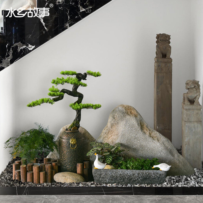 假山造景摆件入户花园装饰庭院阳台新中式创意布置旱景园林景观