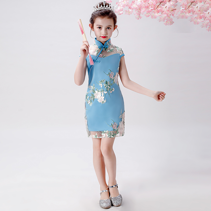 女童旗袍夏款儿童唐装中国国风小女孩生日公主旗袍