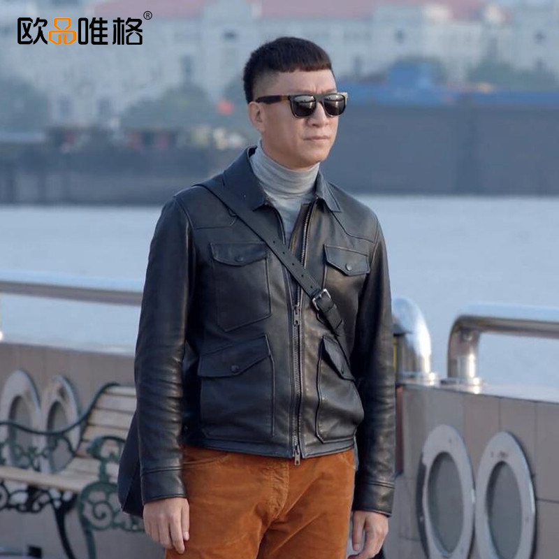 先生陆远孙红孙红雷雷同款纯真皮皮衣男绵羊皮皮衣
