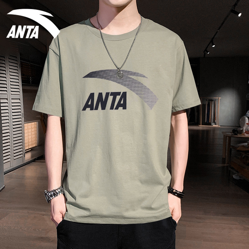 安踏短袖男士2022夏季新款网大logo休闲圆领运动t恤