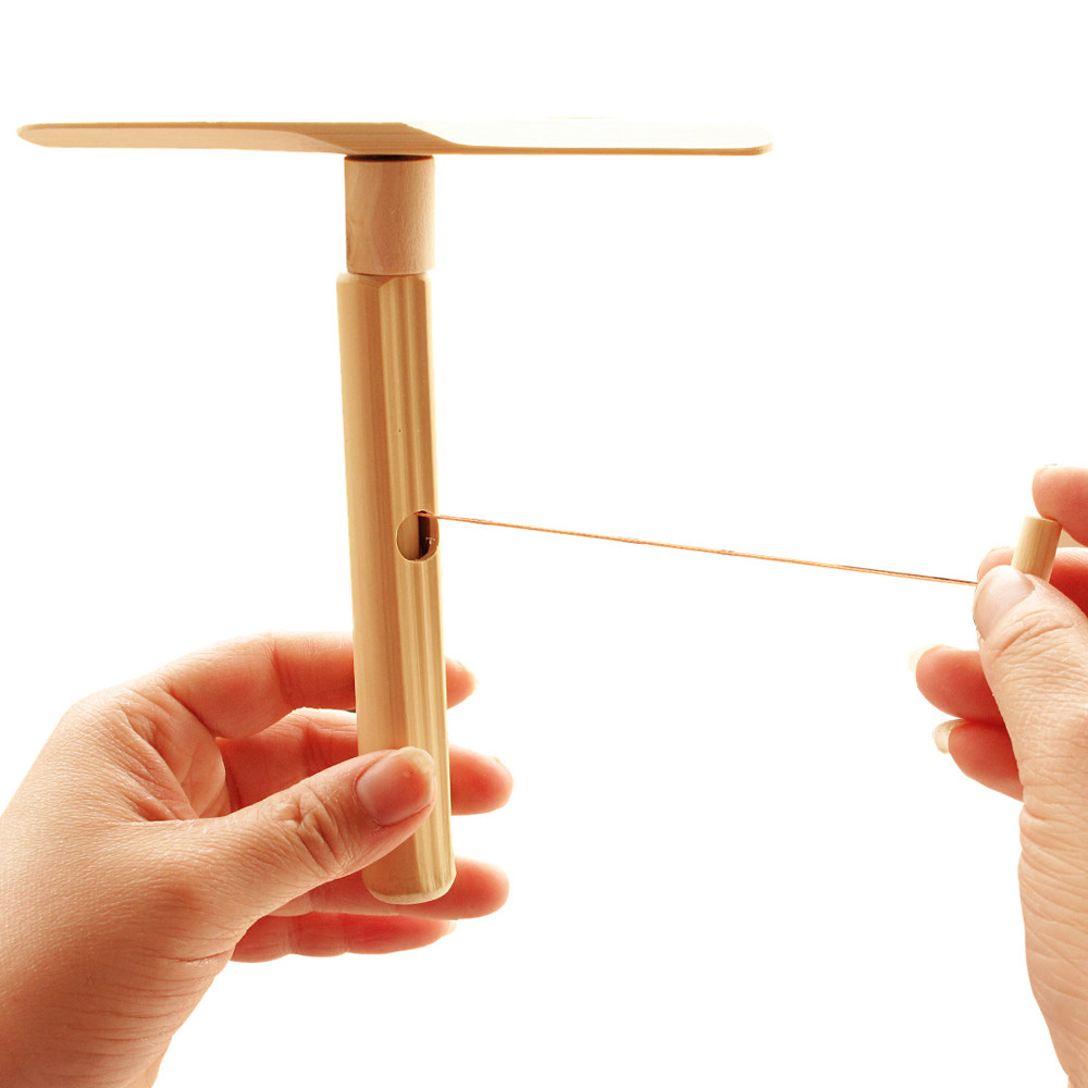 竹蜻蜓竹子木质制儿童玩具 平衡好飞天户外怀旧礼物飞去来器手推