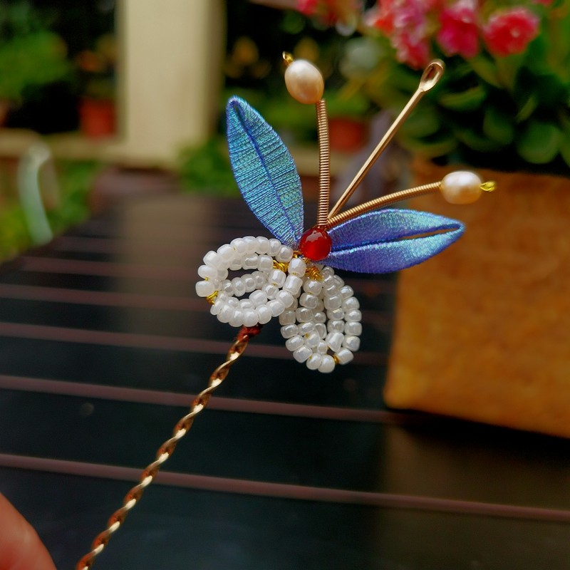 辑珠珍珠汉服发钗珠耳挖发簪宋制古装头饰仙气发饰