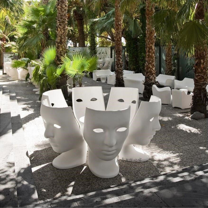 创意时尚艺术椅造型道具座椅玻璃钢面具椅商场酒店阳台摆设休闲椅