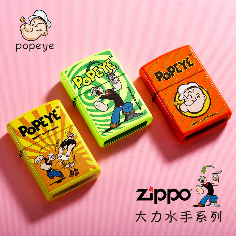 zippo打火机正版原装哑漆彩印威猛大力水手菠菜力量zippo