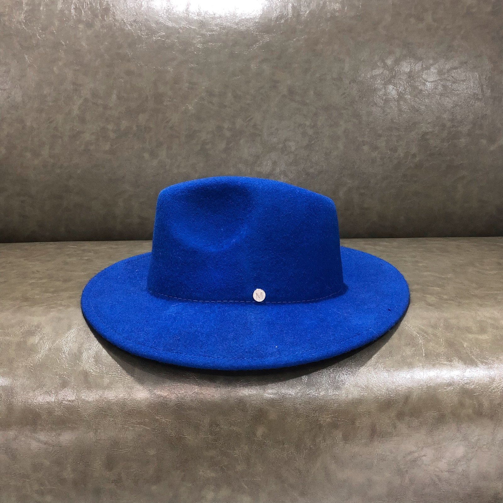 蓝色宝蓝纯色羊毛毛呢爵士顶礼礼帽经典英伦帽子