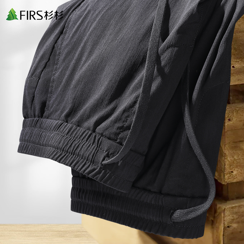 【包芯纱织】杉杉男装松紧带休闲裤男2022夏季新款弹力直筒长裤子