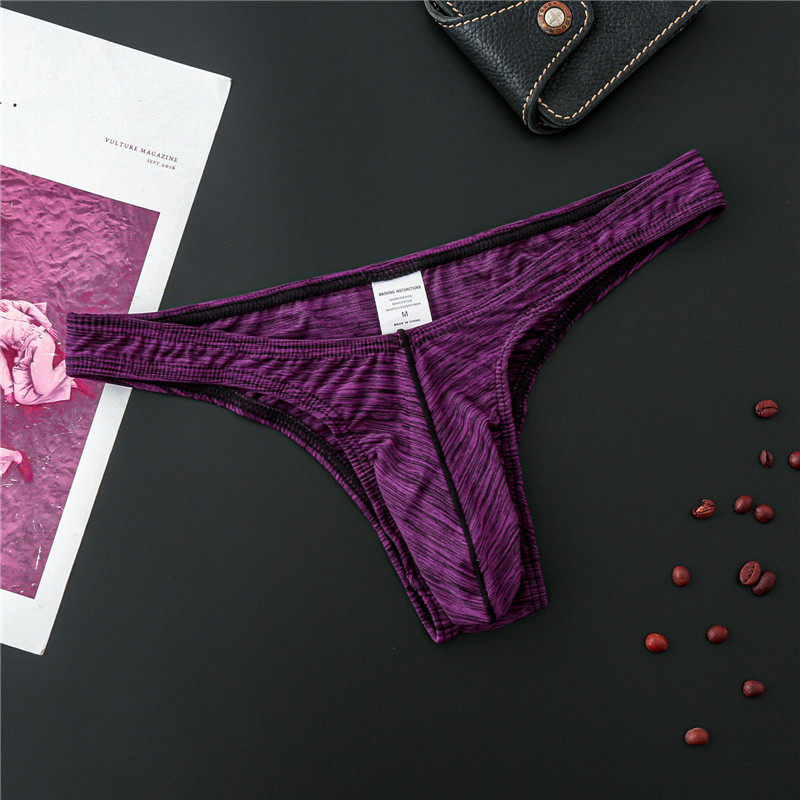 男士性感内裤男 棉质超大囊袋 激凸显大半包臀个性丁字裤超骚气