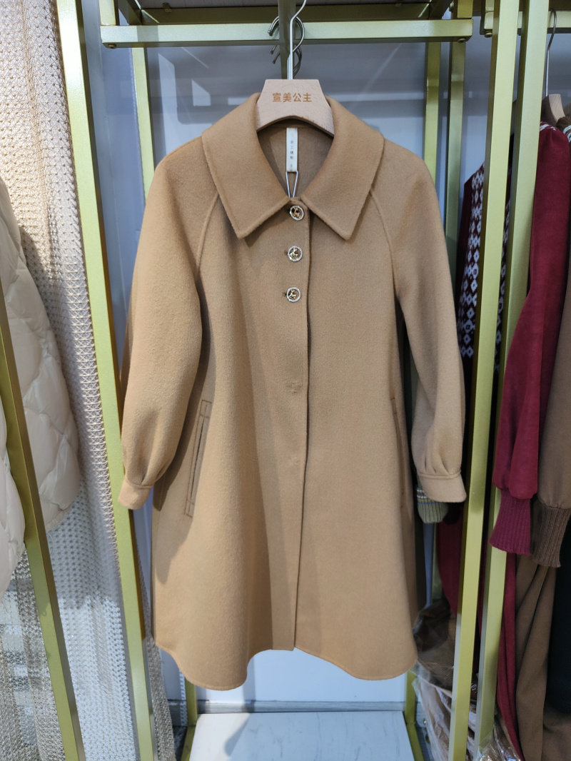 依瑞凯思思淇22d-22002驼色羊毛大衣女装2022秋冬毛呢外套