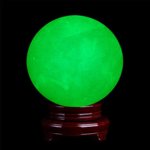 包邮绿色夜明珠夜光球夜光石发光球冰洲石原石萤石水晶球摆件礼物