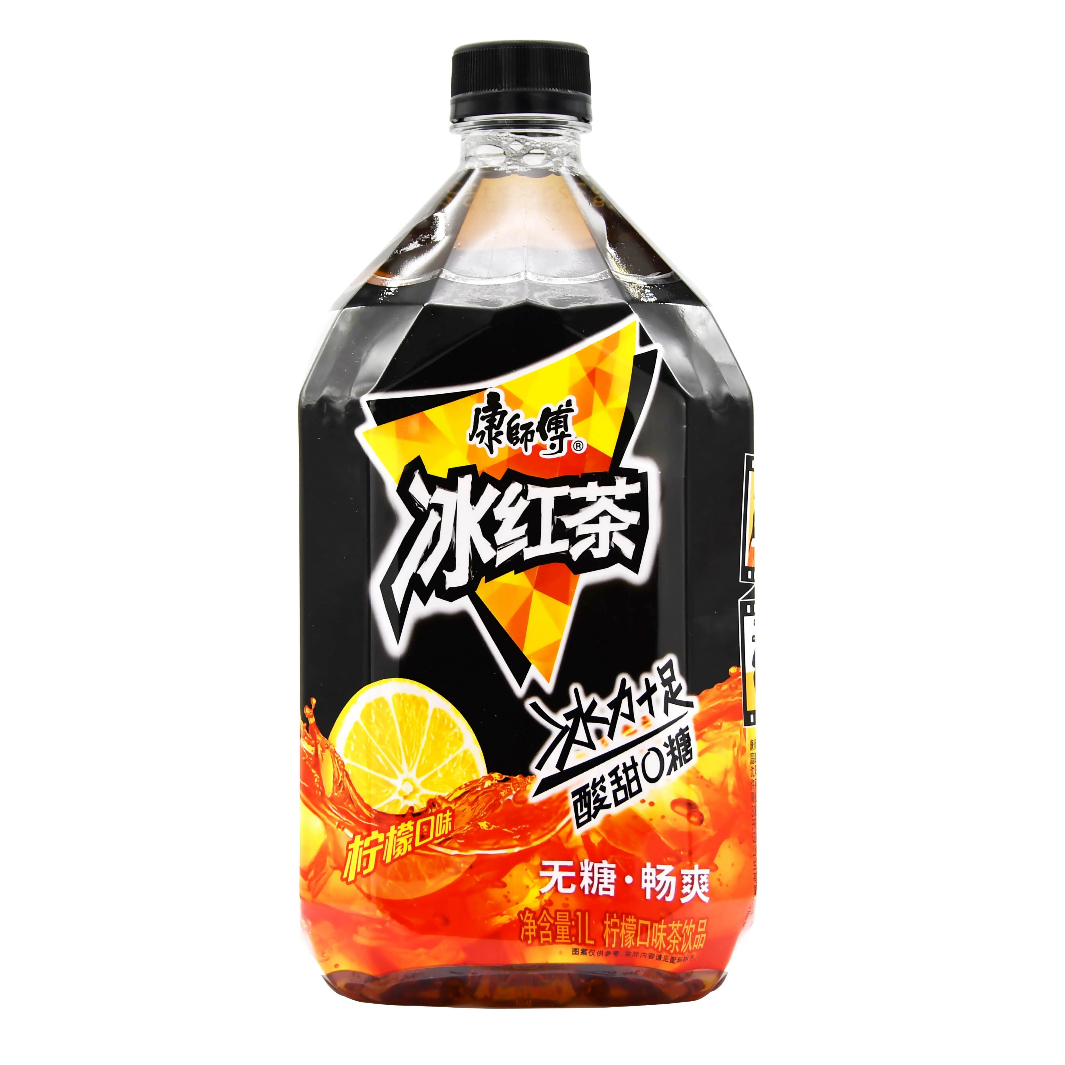康师傅新品无糖冰红茶零卡卡黑瓶包装大瓶1l12瓶调味茶饮料
