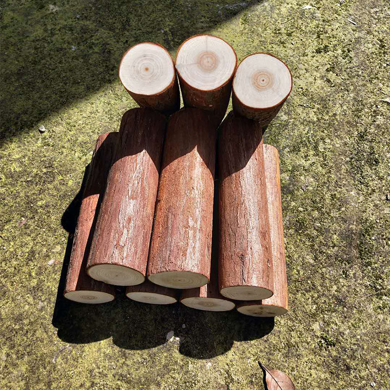 壁炉装 饰树桩实木头围栏木材摆件 饰木桩圆木片带皮木柴原木婚庆装